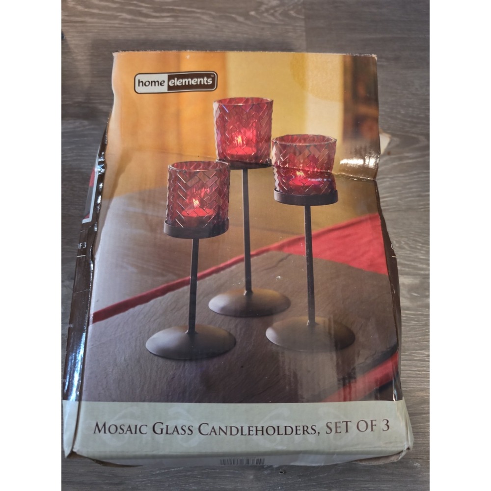 VTG Home Elements by Kirkland's 3 Pc Set Of Glass Candle Holders -